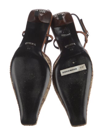 Gucci Canvas Printed Slingback Pumps