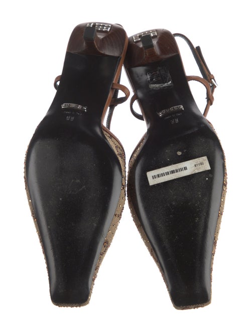 Gucci Canvas Printed Slingback Pumps