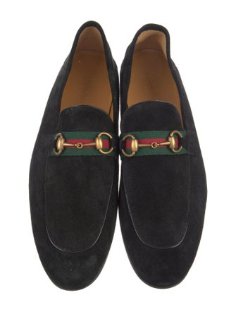 Gucci Web Accent Suede Loafers