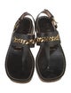 Gucci Leather Chain-Link Accents T-Strap Sandals