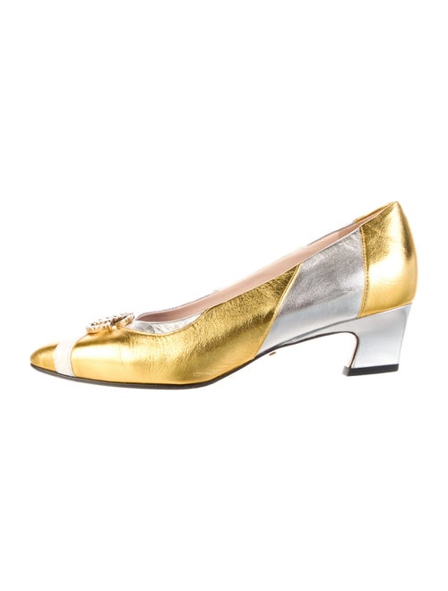 Gucci Double G Logo Patent Leather Slingback Pumps