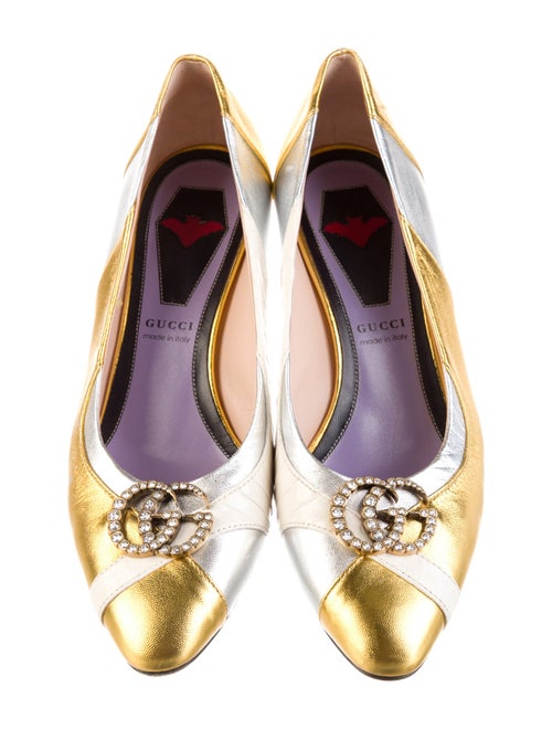 Gucci Double G Logo Patent Leather Slingback Pumps