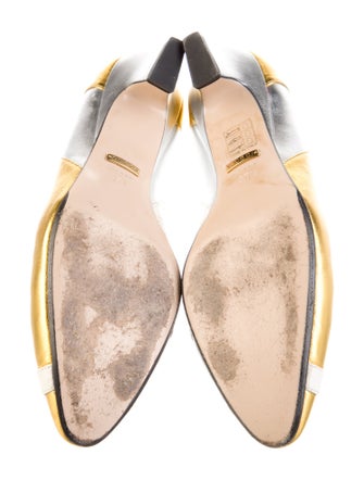 Gucci Double G Logo Patent Leather Slingback Pumps