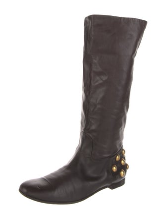 Gucci Babouska Accents Leather Riding Boots