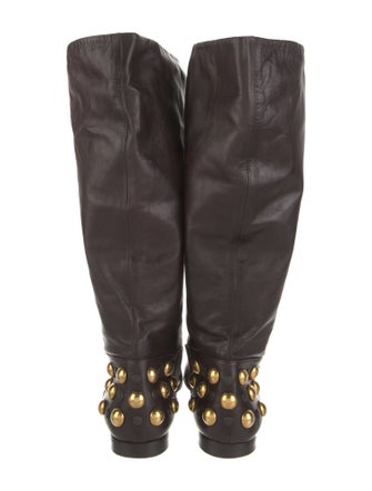 Gucci Babouska Accents Leather Riding Boots