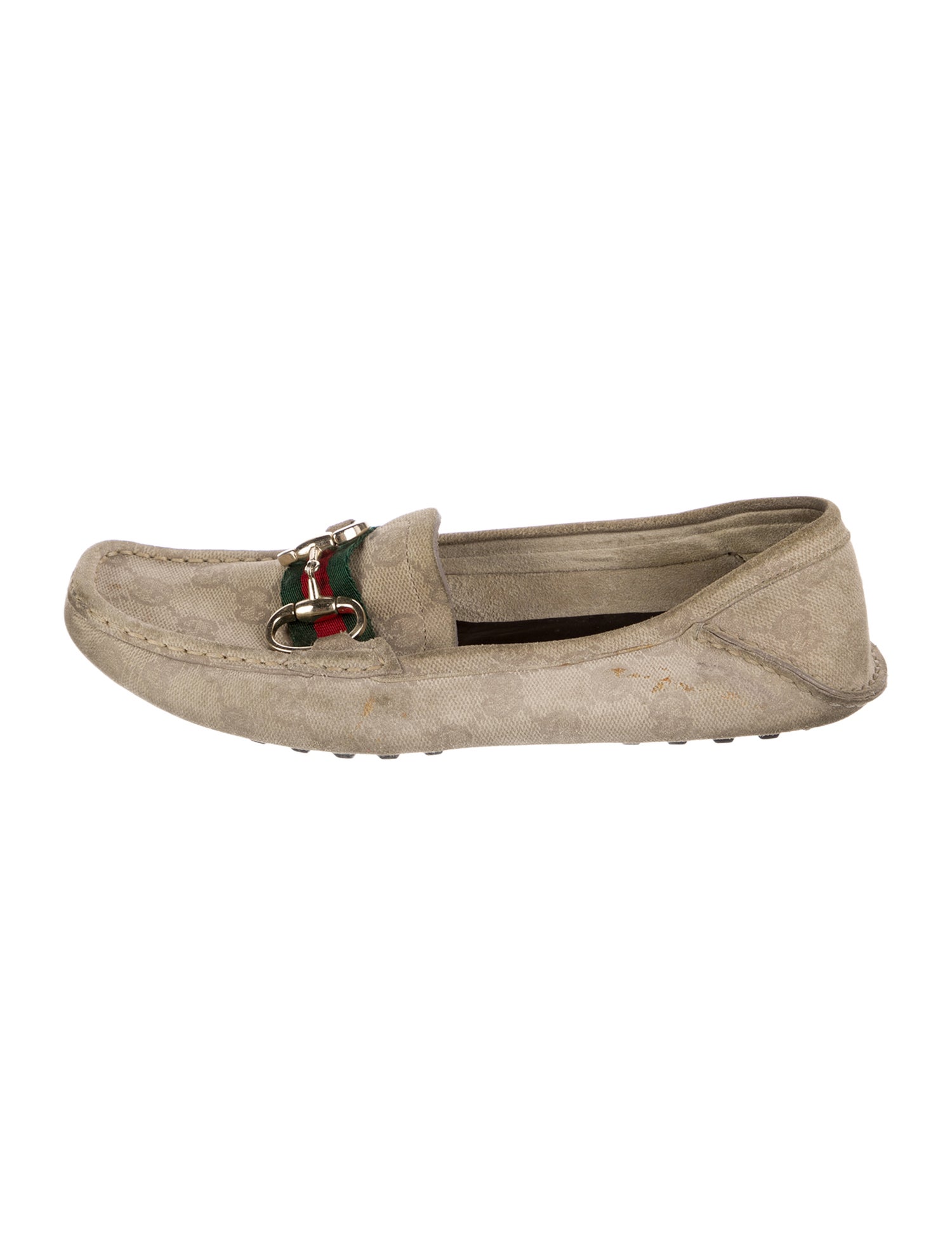 Gucci Web Accent Suede Loafers