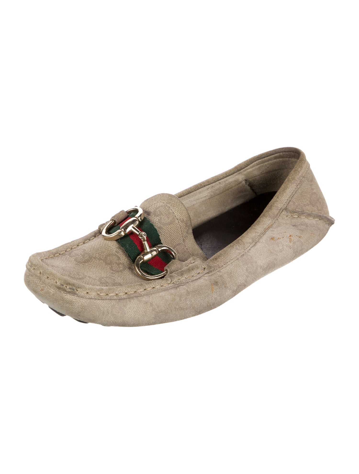 Gucci Web Accent Suede Loafers