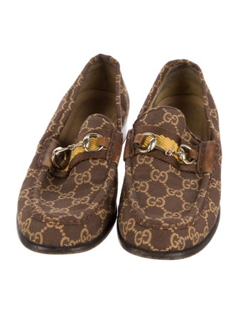 Gucci Horsebit Accent Canvas Loafers