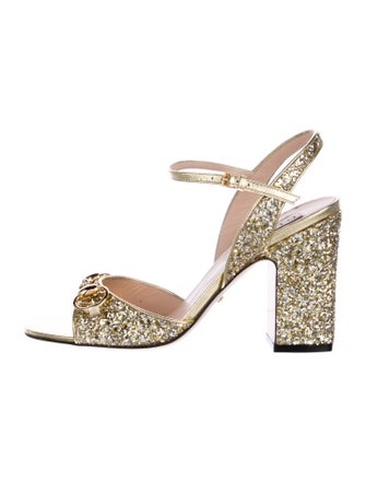 Gucci Horsebit Accent Glitter Sandals