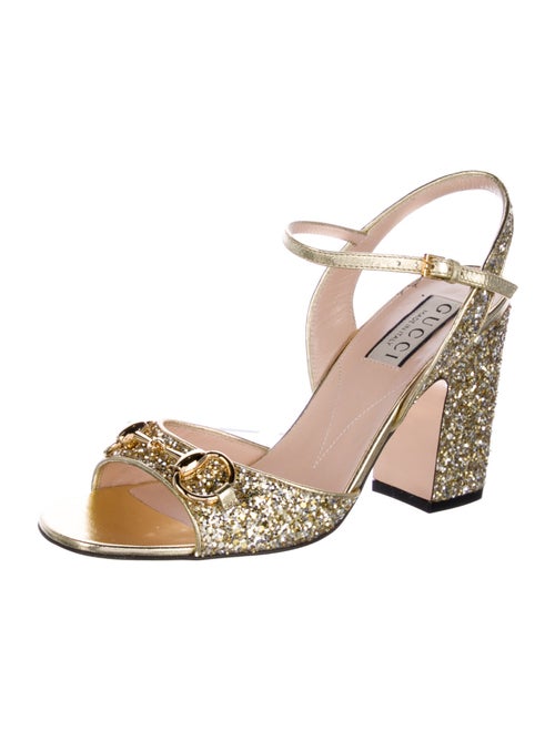 Gucci Horsebit Accent Glitter Sandals