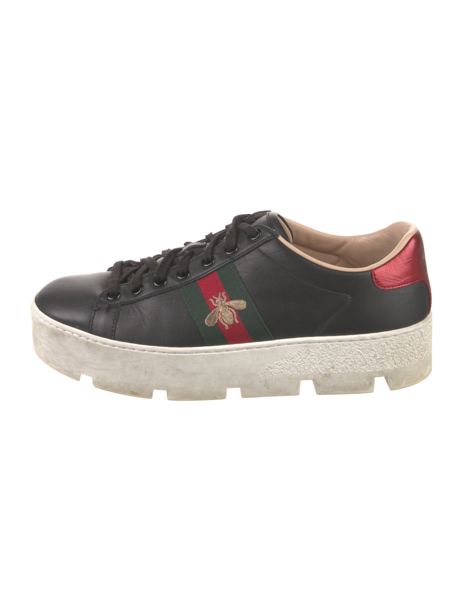 Gucci Web Accent Leather Sneakers