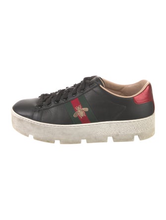 Gucci Web Accent Leather Sneakers