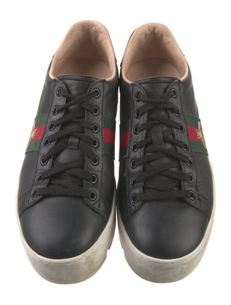 Gucci Web Accent Leather Sneakers