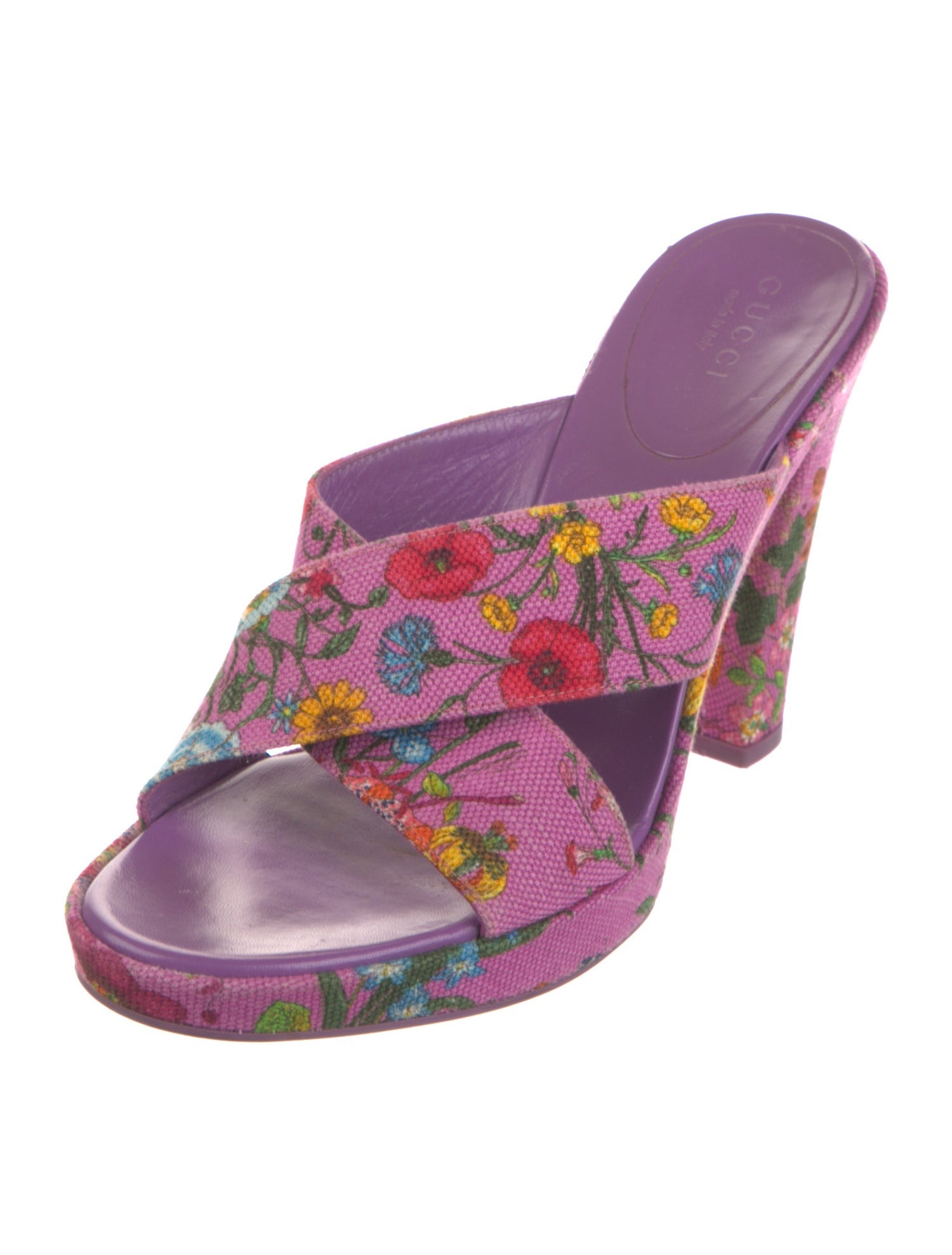 Gucci Flora Print Canvas Slides