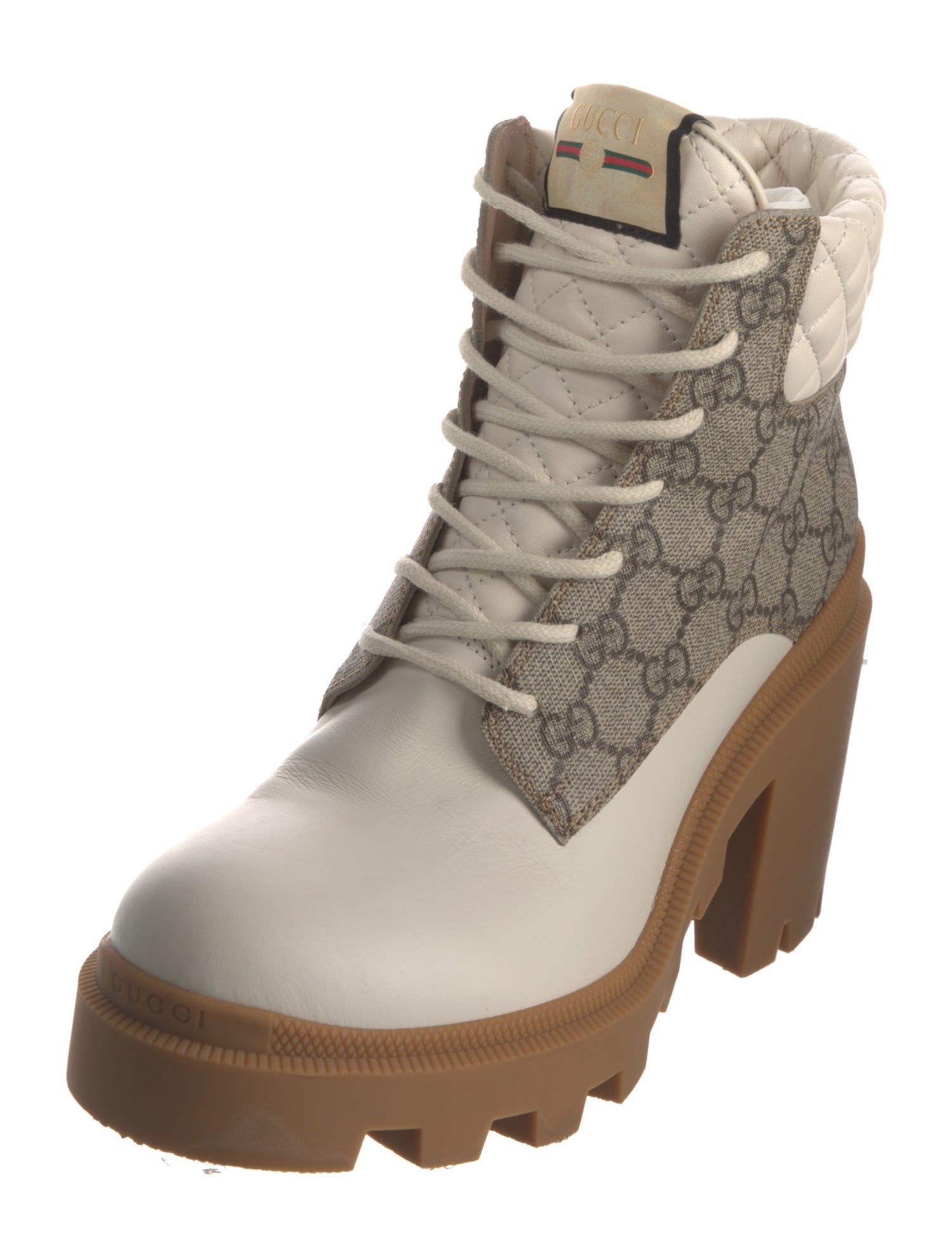 Gucci GG Supreme Leather Combat Boots