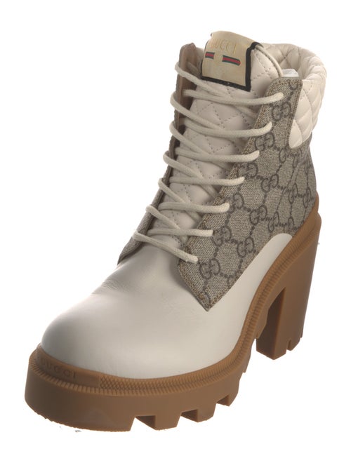 Gucci GG Supreme Leather Combat Boots