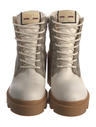 Gucci GG Supreme Leather Combat Boots
