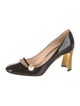 Gucci Faux Pearl Accents Patent Leather Pumps