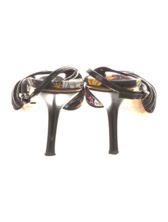 Gucci Flora Print Satin Slingback Sandals