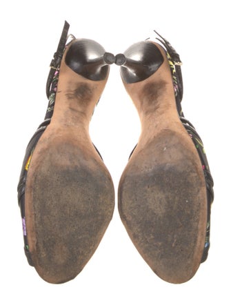 Gucci Flora Print Satin Slingback Sandals