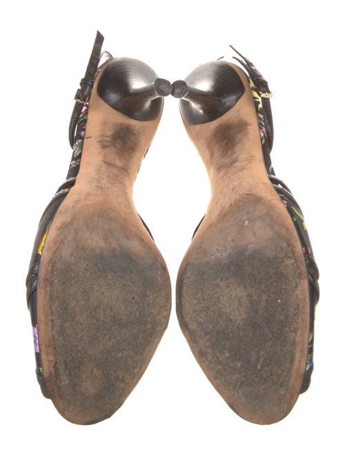 Gucci Flora Print Satin Slingback Sandals