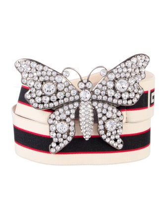 Gucci Sylvie Web Accent Crystal Embellishments Waist Belt