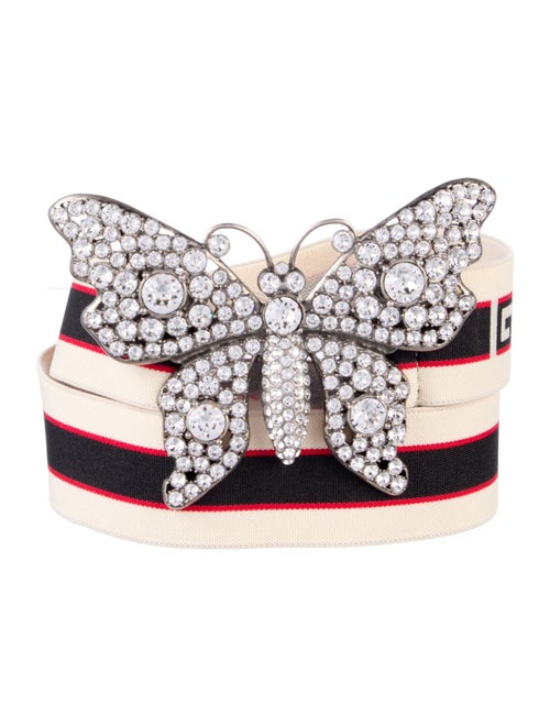 Gucci Sylvie Web Accent Crystal Embellishments Waist Belt