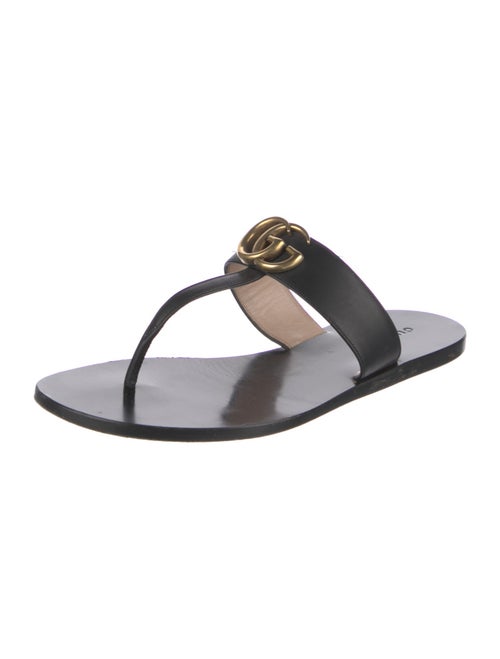 Gucci Double G Logo Leather Slides