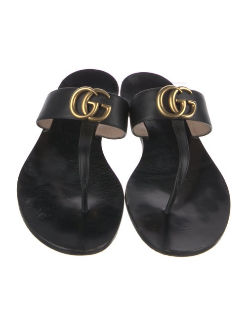 Gucci Double G Logo Leather Slides