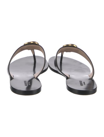Gucci Double G Logo Leather Slides