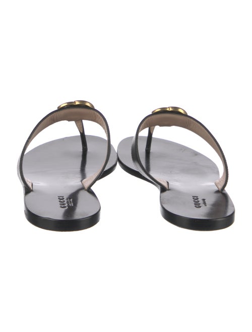 Gucci Double G Logo Leather Slides