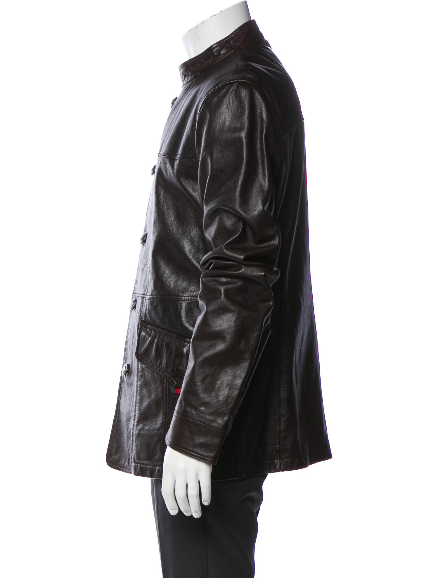 Gucci Web Accent Leather Utility Jacket