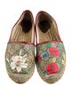 Gucci Flora Print Leather Trim Embellishment Espadrilles