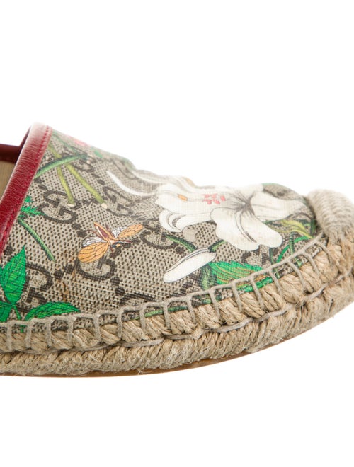 Gucci Flora Print Leather Trim Embellishment Espadrilles