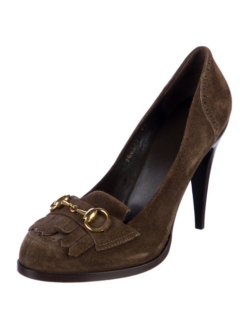 Gucci Horsebit Accent Suede Pumps