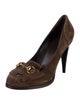 Gucci Horsebit Accent Suede Pumps