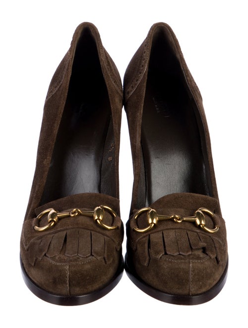 Gucci Horsebit Accent Suede Pumps
