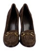 Gucci Horsebit Accent Suede Pumps