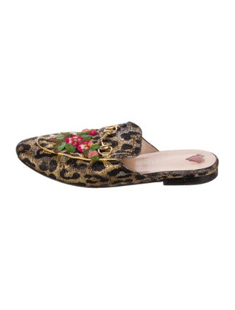 Gucci Horsebit Accent Animal Print Mules