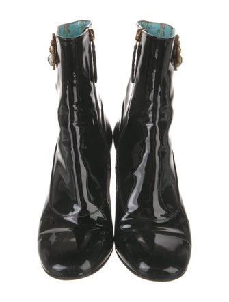 Gucci Faux Pearl Accents Patent Leather Boots