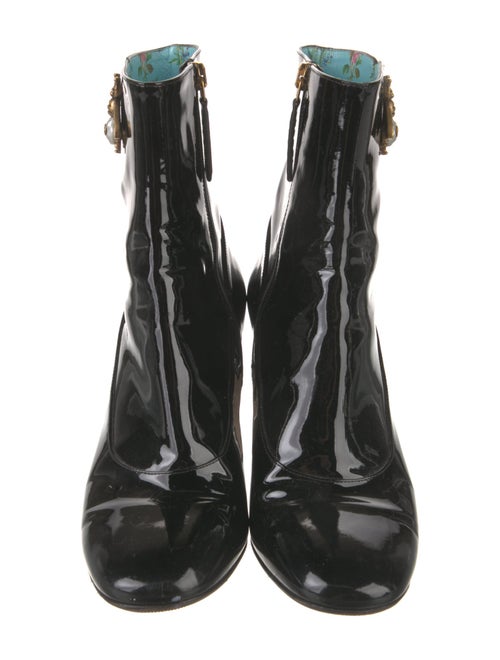 Gucci Faux Pearl Accents Patent Leather Boots