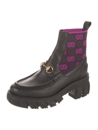 Gucci Horsebit Accent Leather Combat Boots