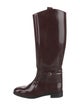 Gucci Web Accent Patent Leather Riding Boots