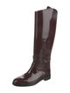 Gucci Web Accent Patent Leather Riding Boots
