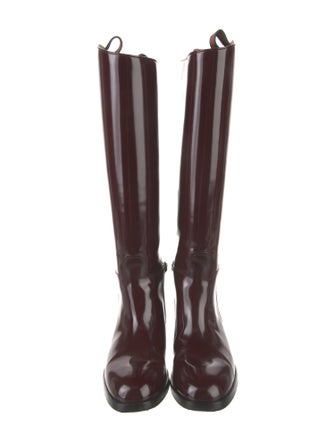 Gucci Web Accent Patent Leather Riding Boots