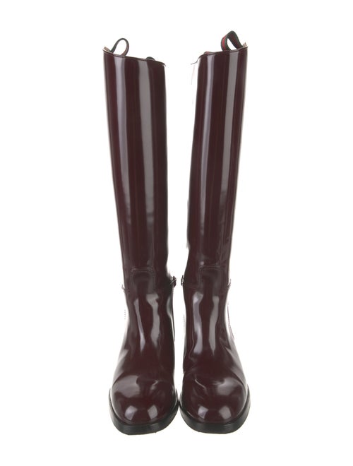 Gucci Web Accent Patent Leather Riding Boots