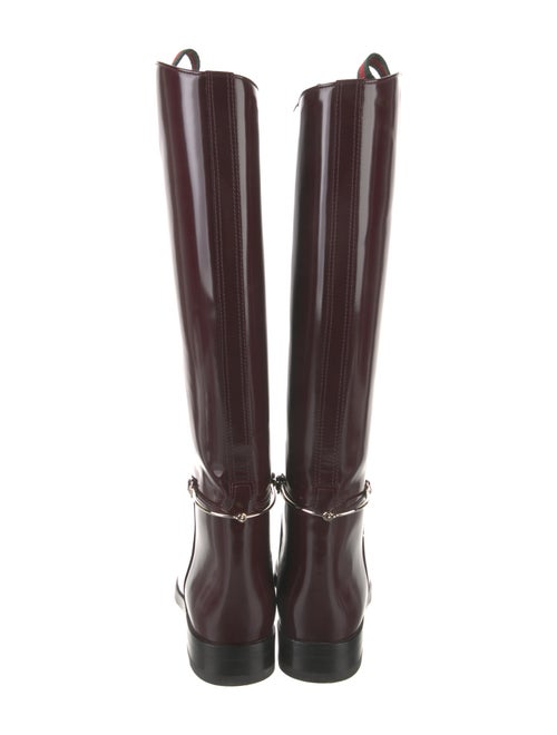 Gucci Web Accent Patent Leather Riding Boots