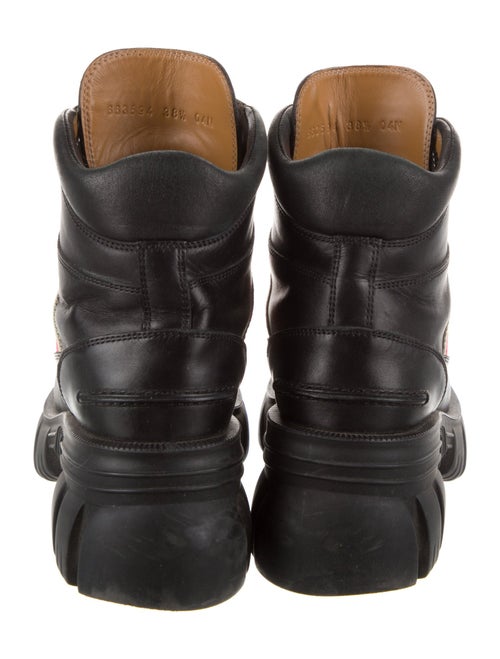 Gucci Web Accent Leather Combat Boots