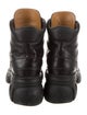 Gucci Web Accent Leather Combat Boots