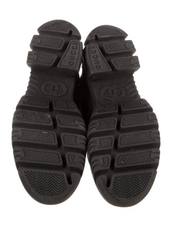 Gucci Web Accent Leather Combat Boots